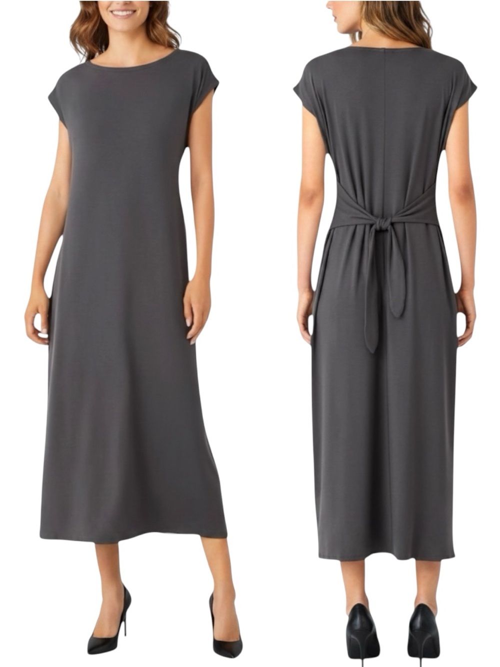 Eileen Fisher Fine Jersey Tie Waist Dress